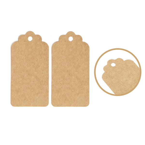 Kraft Brown Scallop Gift Tags with String (Pack of 100)