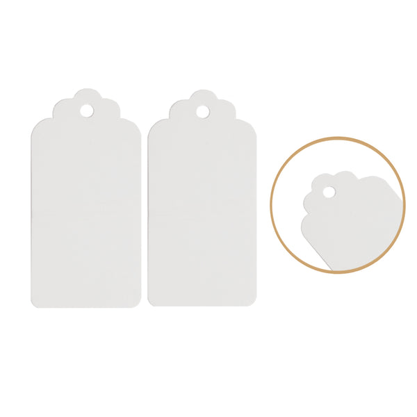 White Scallop Gift Tags with String (Pack of 100)