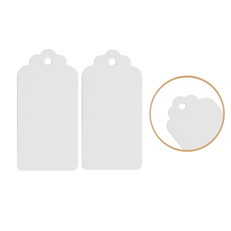 White Scallop Gift Tags with String (Pack of 100)