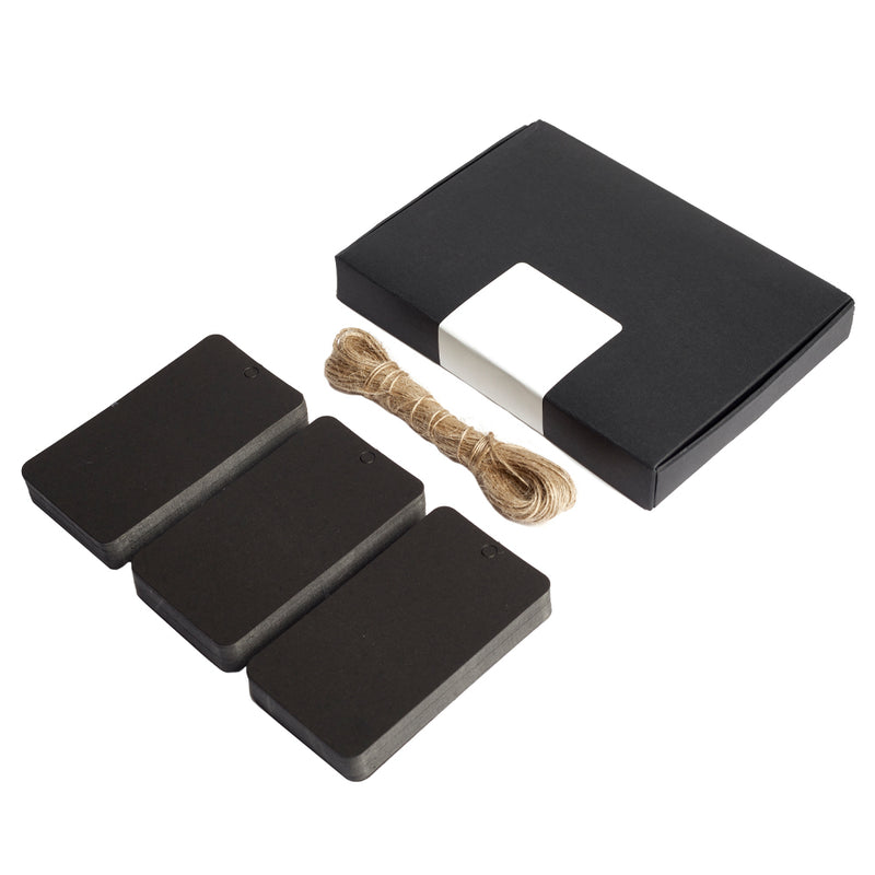 Black Rectangular Gift Tags with String (Pack of 100)