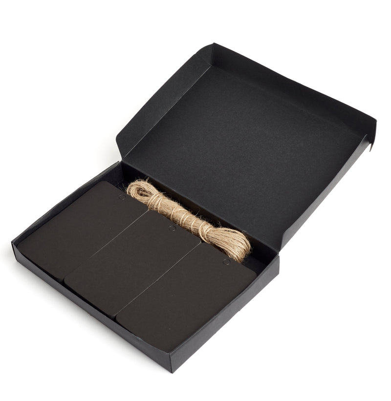 Black Rectangular Gift Tags with String (Pack of 100)
