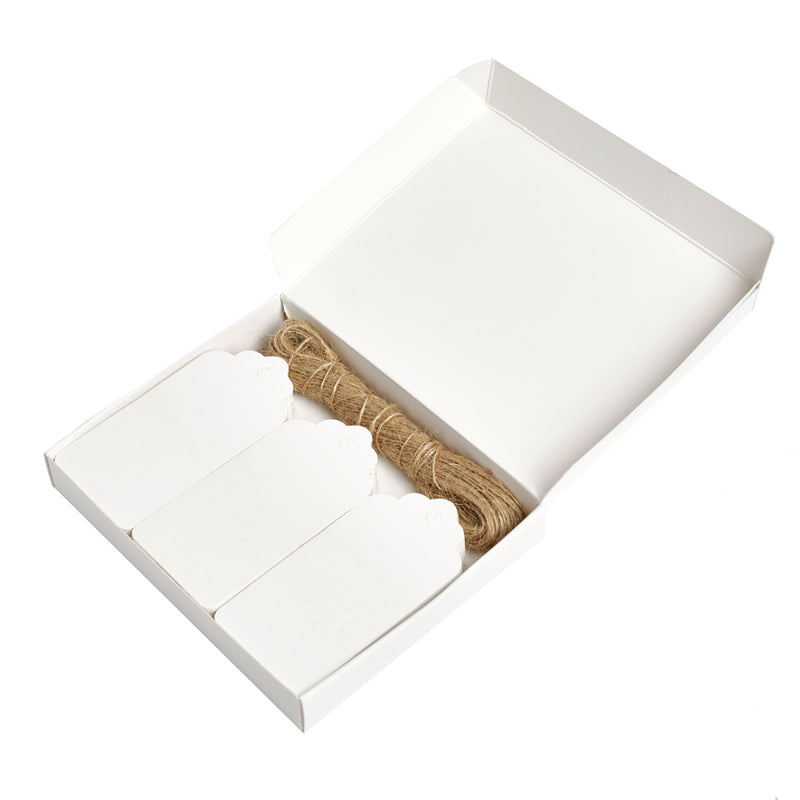 White Scallop Gift Tags with String (Pack of 100)